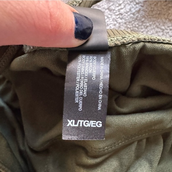 Hurley One Piece Bathing Suit swimsuit Ribbed Olive Green Crossover Straps XL - Picture 4 of 7